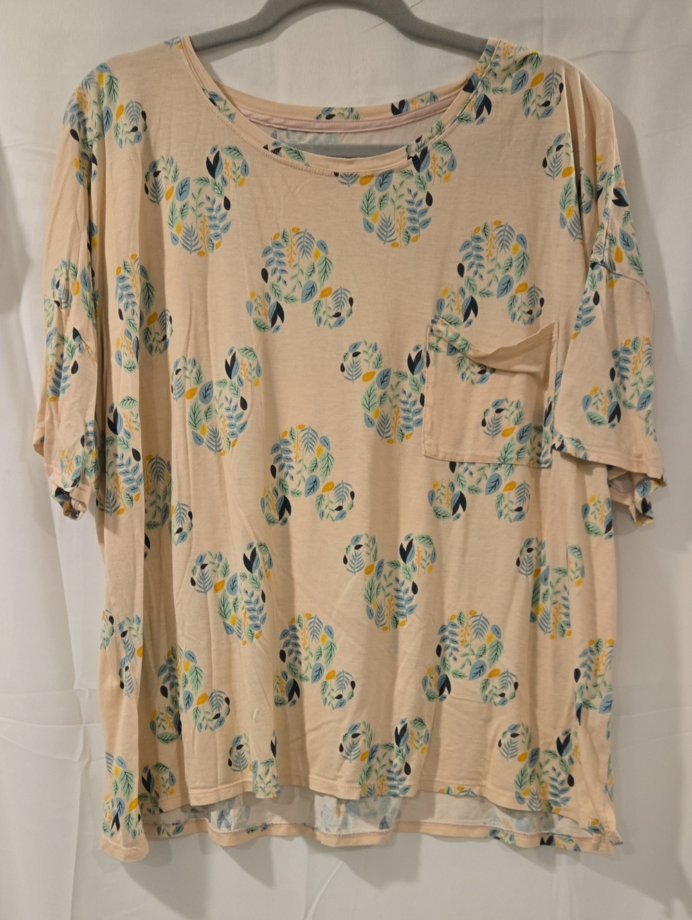Disney Parks Mickey Mouse Tropical Floral Print Pocket Tee
